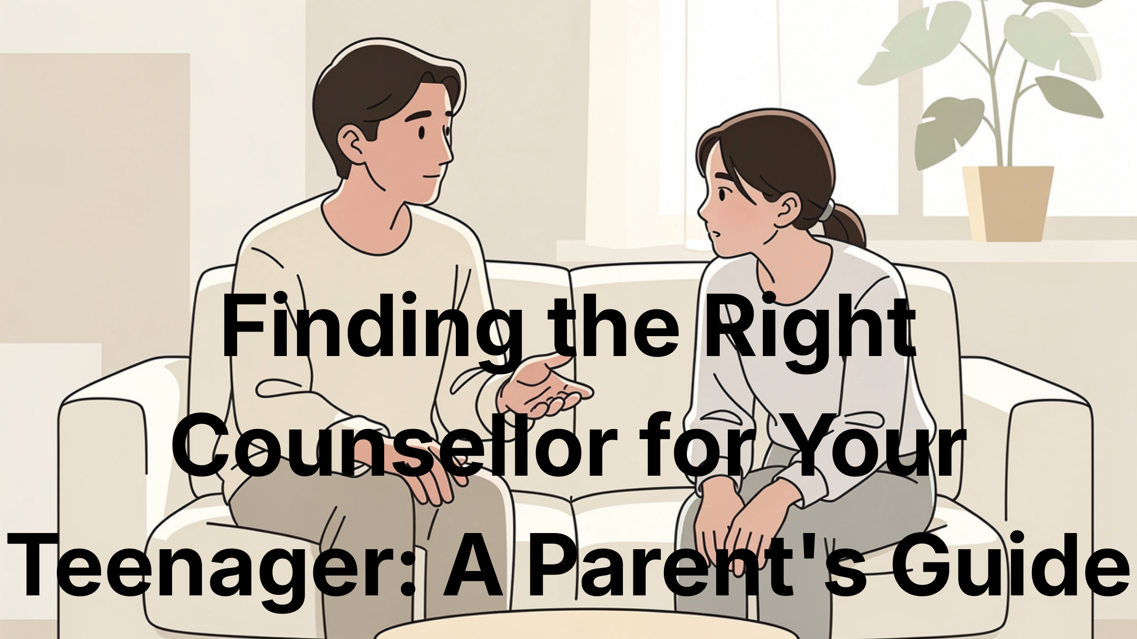 supportive parent having caring conversation with teenager in bright modern living room