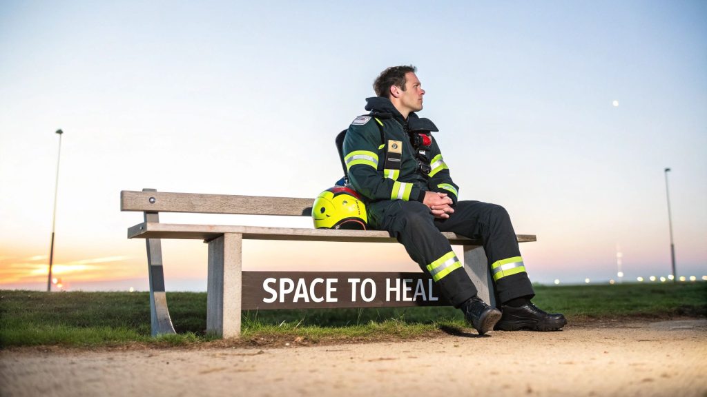 emdr therapy for first responders firefighter bench